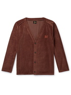 NEEDLES - Logo-Embroidered Cotton-Blend Velour Cardigan - Brown