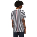 Thom Browne Navy and White RWB Bold Stripe T-Shirt