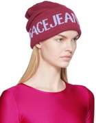Versace Jeans Couture Burgundy Logo Beanie