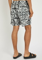 Dolce & Gabbana Printed Shell Swim Shorts Black And White