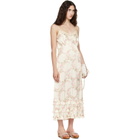 Simone Rocha Off-White Ruffle Frill Hem Slip Midi Dress