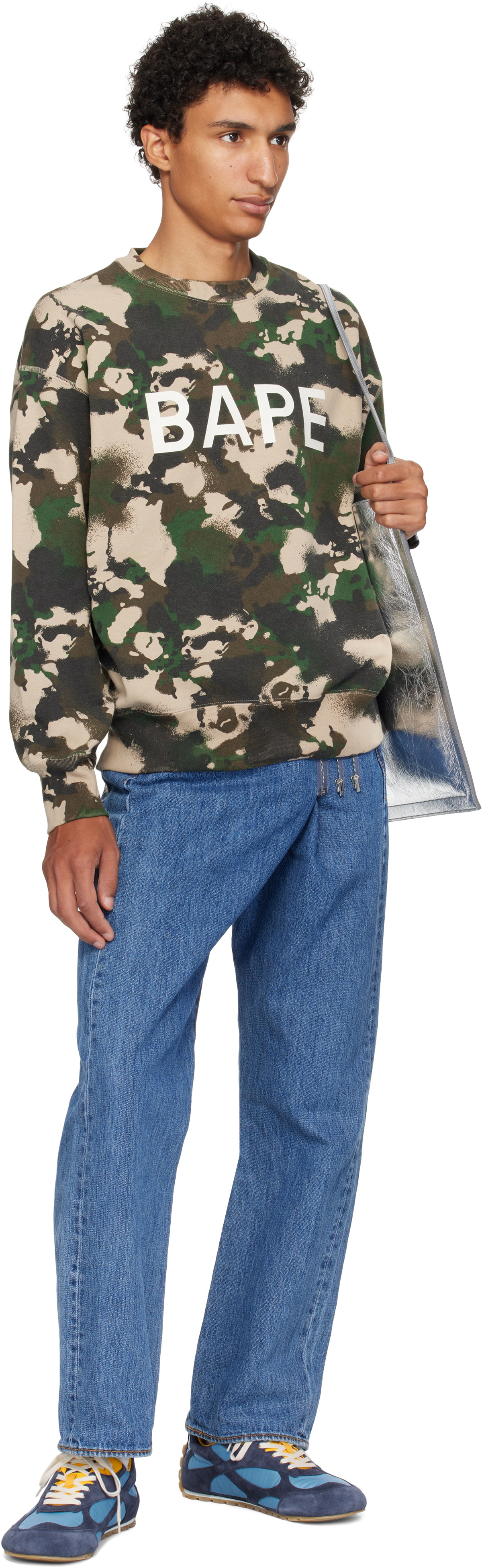 BAPE Green Map Camo Crewneck Sweatshirt