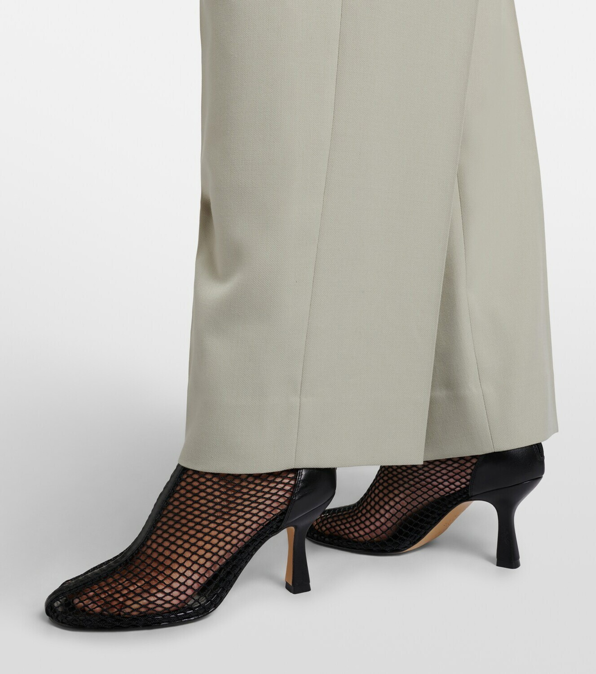 Souliers Martinez Fira leather-trimmed fishnet ankle boots