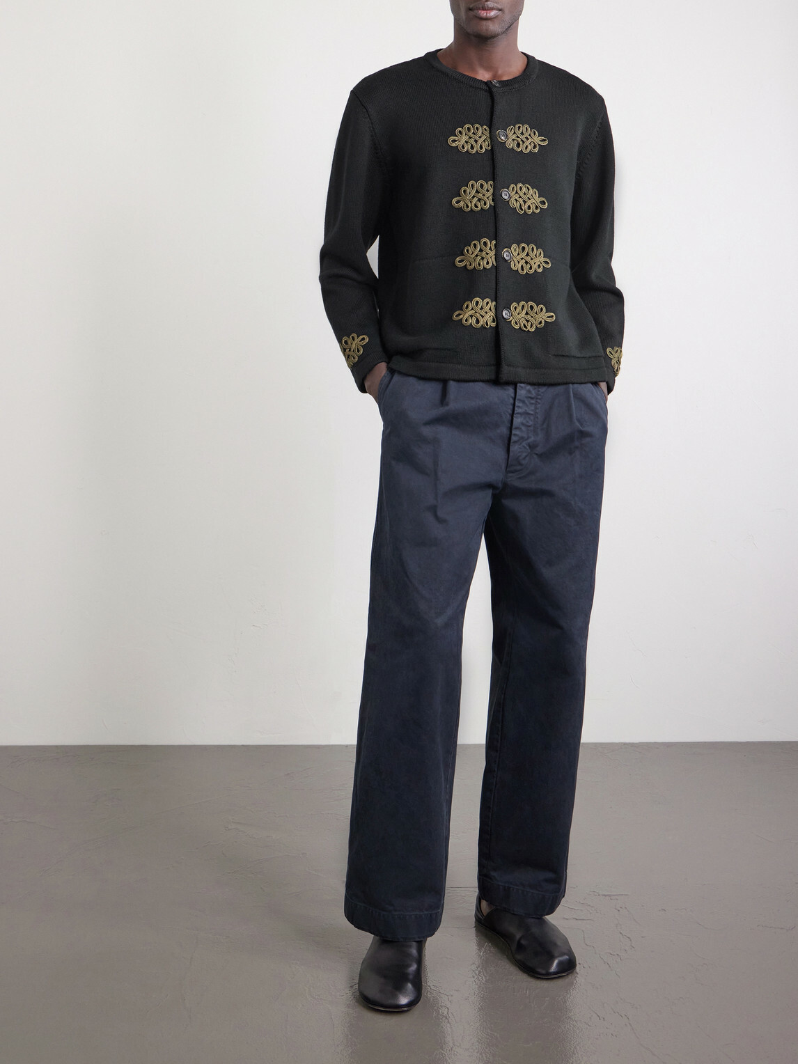 BODE - Bannister Appliquéd Virgin Wool Cardigan - Black