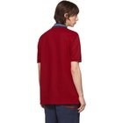 Gucci Red Embroidered Collar Polo