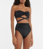 Self-Portrait Ruched high-rise bikini bottoms