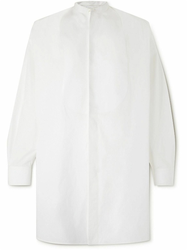 Photo: Alexander McQueen - Heavy Grandad-Collar Cotton and Silk-Blend Shirt - White