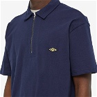 Umbro x Nigel Cabourn Half Zip Polo Shirt in Black Navy