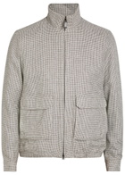 Herno Houndstooth Linen-blend Bomber Jacket Taupe