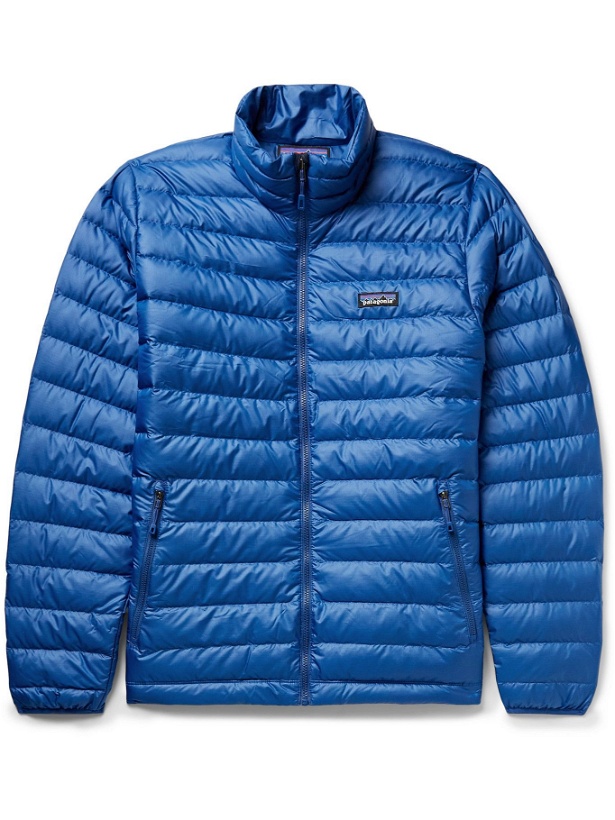 Photo: PATAGONIA - Quilted DWR-Coated Recycled Ripstop Down Jacket - Blue