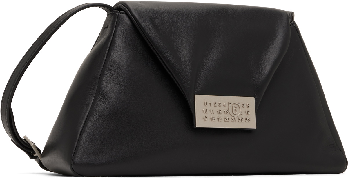 MM6 Maison Margiela Black Leather Numeric Medium Bag