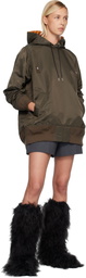 sacai Khaki Nylon Twill Hoodie