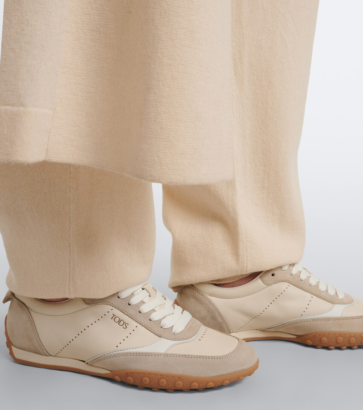 Tod's Suede-trimmed leather sneakers