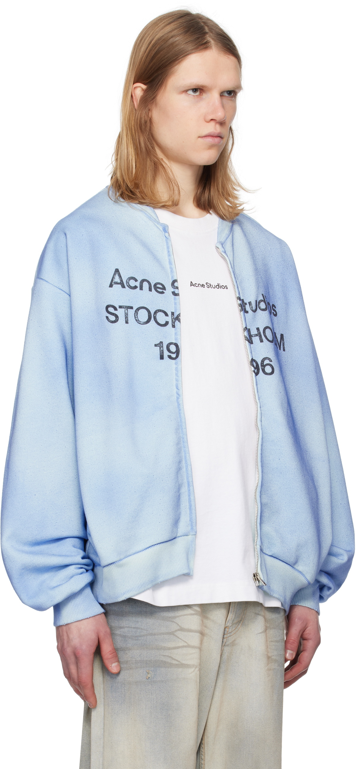 Acne Studios Blue Logo Zip Sweater Acne Studios