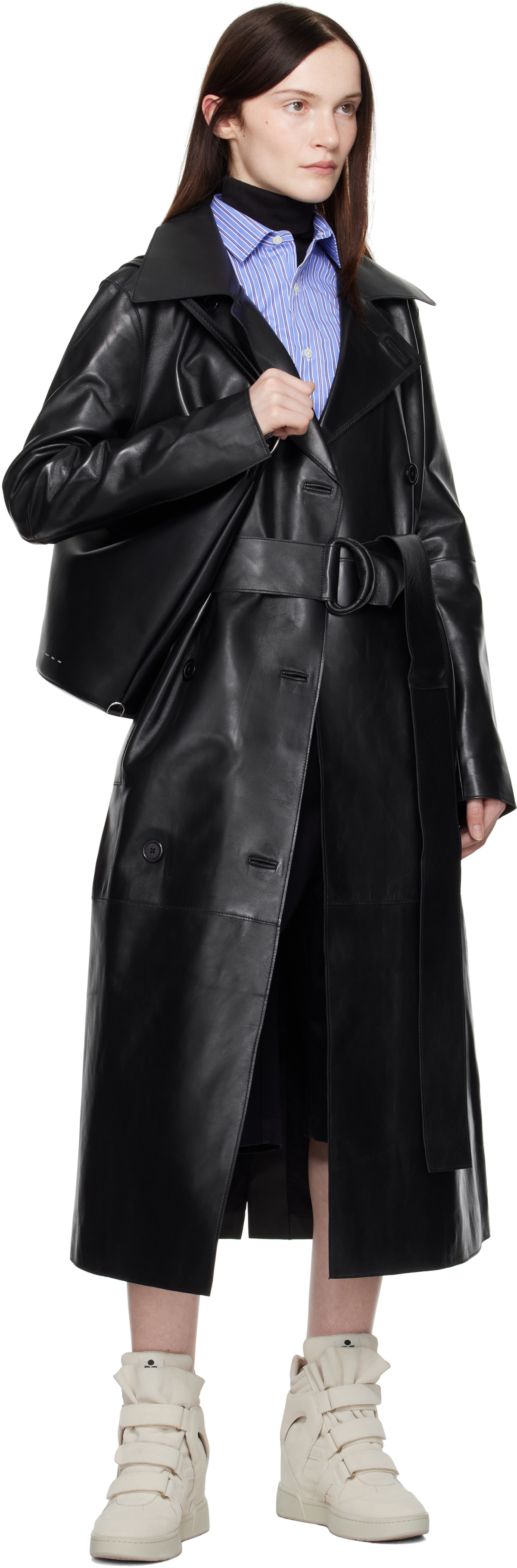 Stand Studio Black Paris Leather Coat