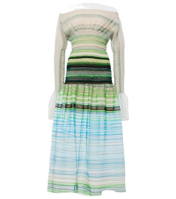 Photo: Susan Fang Striped smocked midi dress
