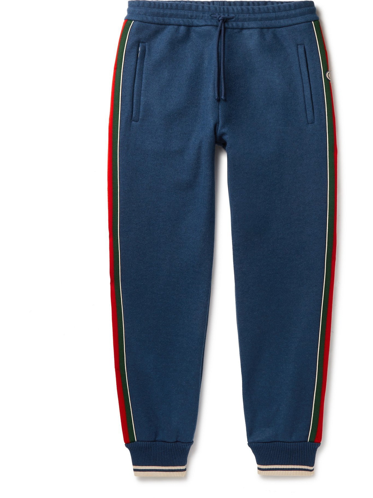 Gucci - Men - Tapered Webbing-Trimmed Monogrammed Cotton-jersey Sweatpants Black - M