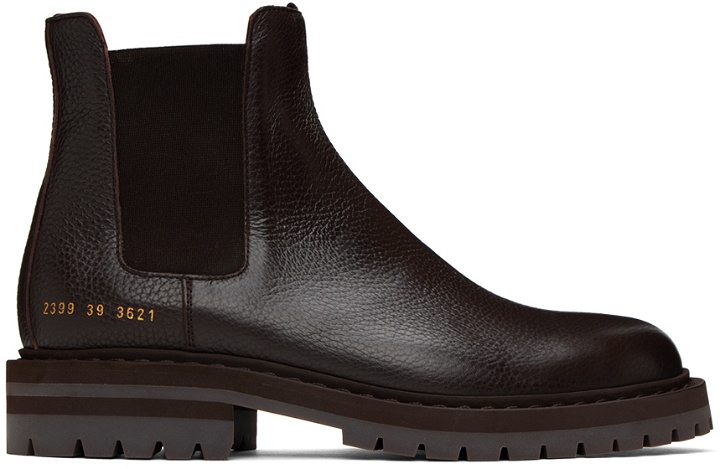 Photo: Common Projects Brown Stamped Chelsea Boots