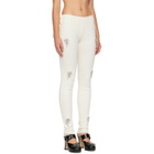 Simone Rocha Off-White Embellished Pointelle Ruffle Frill Leggings