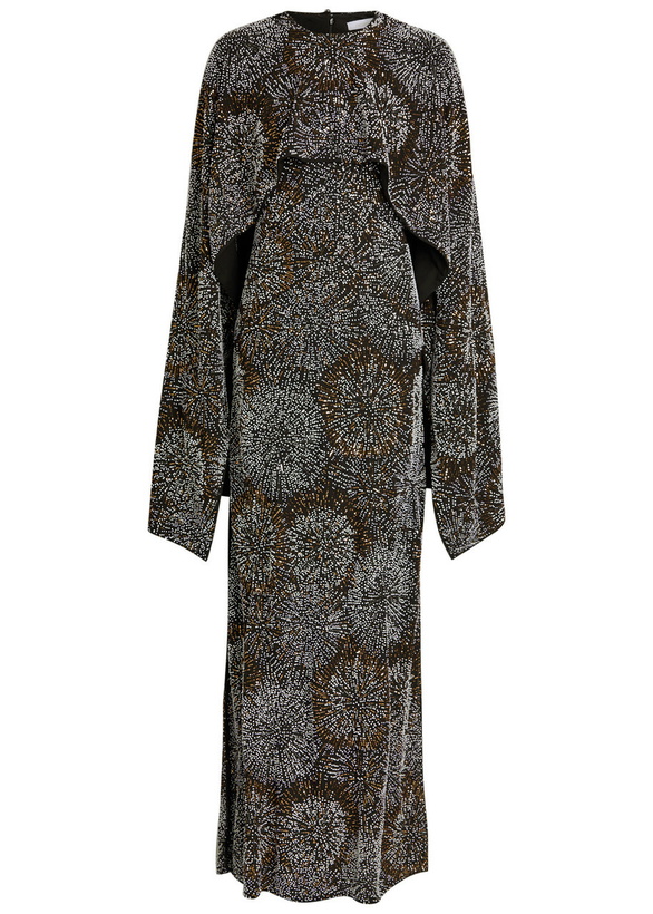 Rabanne Panelled Lace and Satin Maxi Dress Black Paco Rabanne
