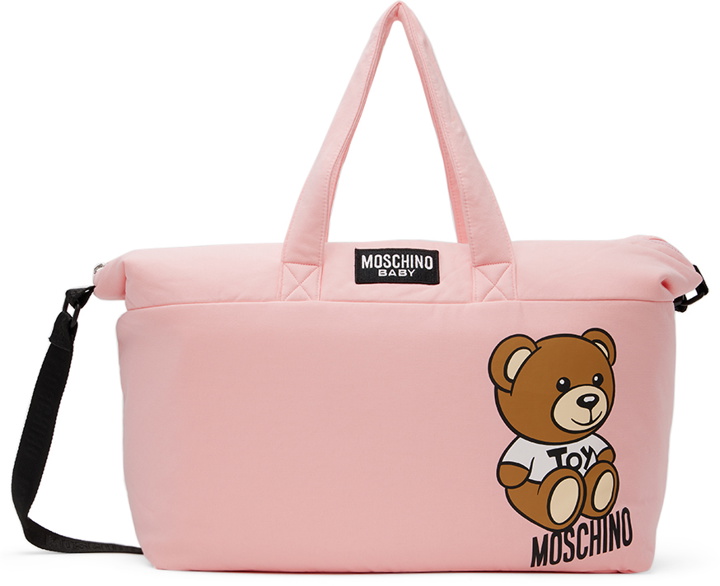 Photo: Moschino Baby Pink Teddy Bear Changing Bag & Mat Set