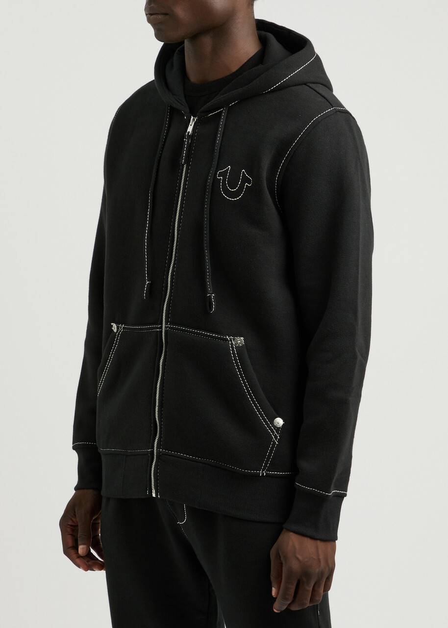 True Religion Big T Hooded Cotton-blend Sweatshirt Black