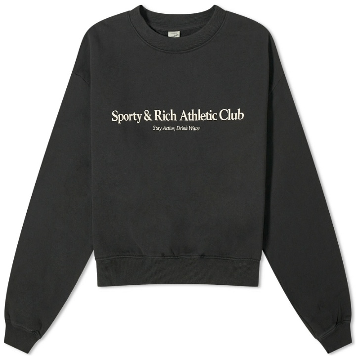 Photo: Sporty & Rich Women's Athletic Cropped Sweat in Black/Cream