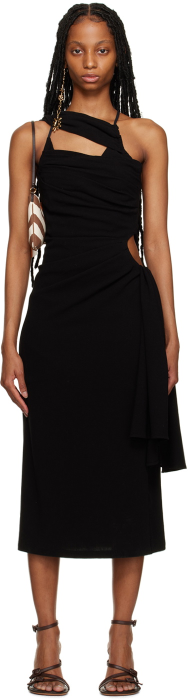 Jacquemus Black Le Raphia 'La Robe Abanada' Midi Dress Jacquemus