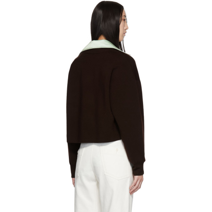 Tibi Burgundy V-Neck Cropped Sweater
