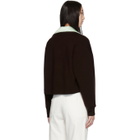 Tibi Burgundy V-Neck Cropped Sweater