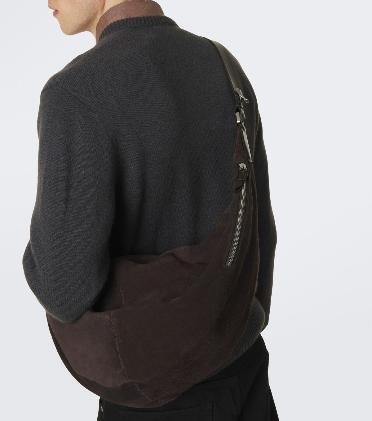 Lemaire Quiver Clip large suede shoulder bag