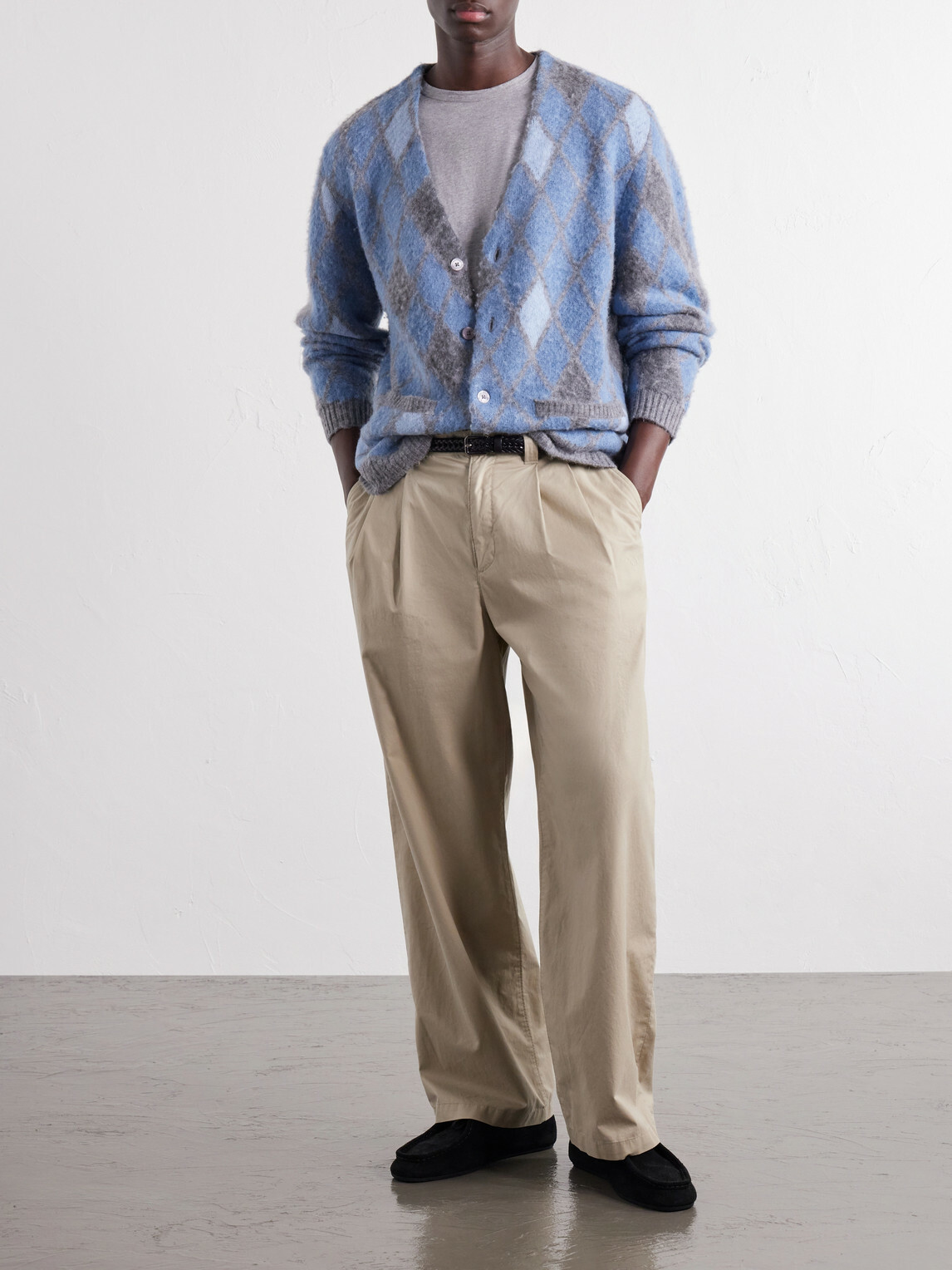 NN07 - Chris 60077 Argyle-Jacquard Cardigan - Blue