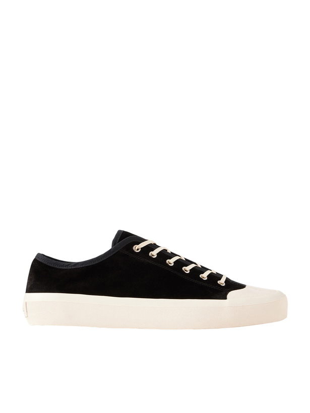 Photo: MORJAS - Plimsoll Rubber-Trimmed Suede Sneakers - Black