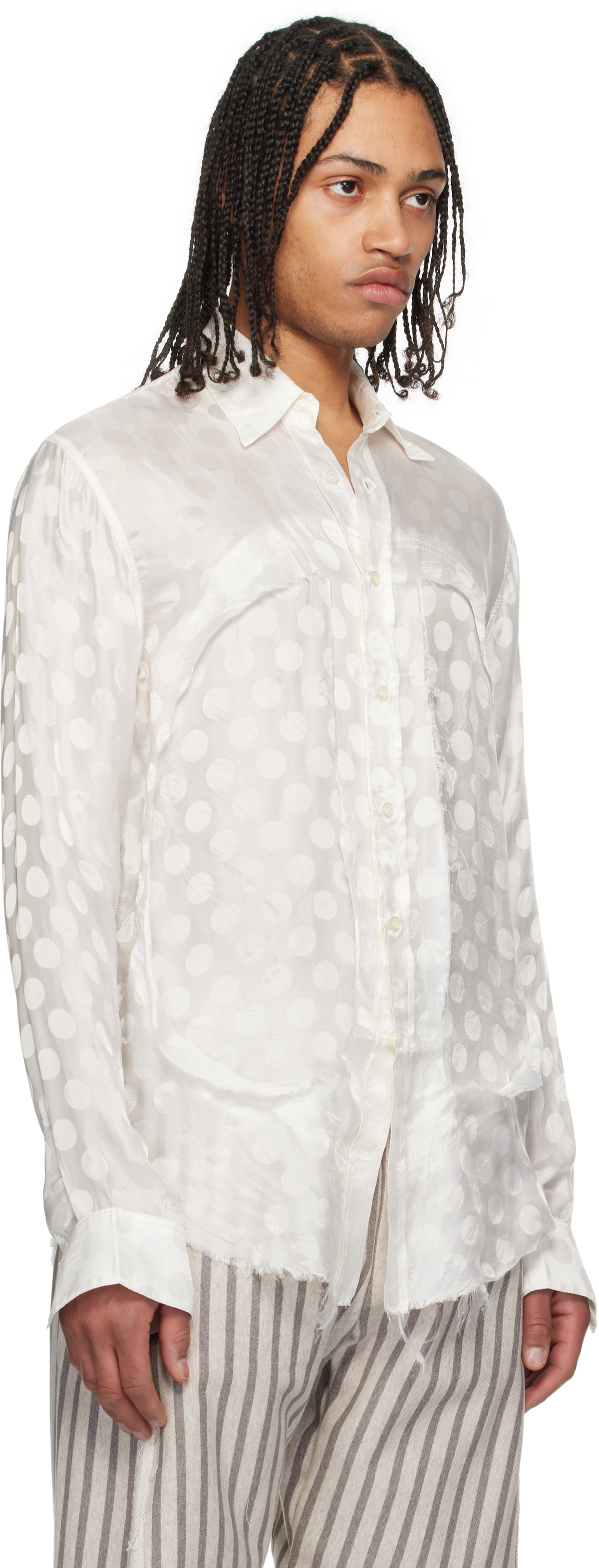 Edward Cuming White Circle Cupro Classic Lung Window Shirt
