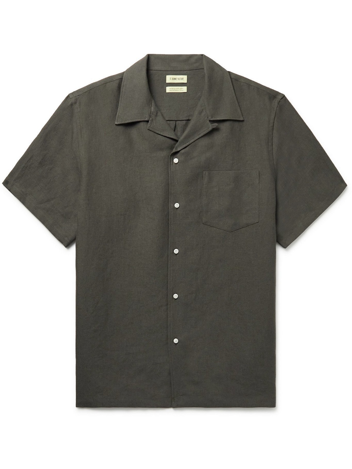 DE BONNE FACTURE - Camp-Collar Linen Shirt - Brown De Bonne Facture