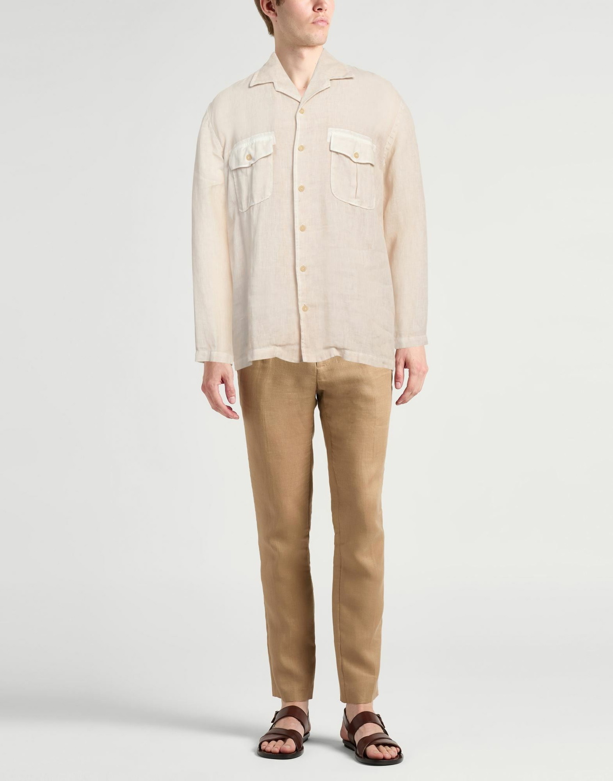 120% Lino Mens Shirt in Beige