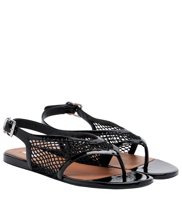 Photo: Alaïa Fishnet leather-trimmed thong sandals