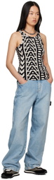 Marc Jacobs Black & Beige 'The Monogram Rib Tank' Tank Top
