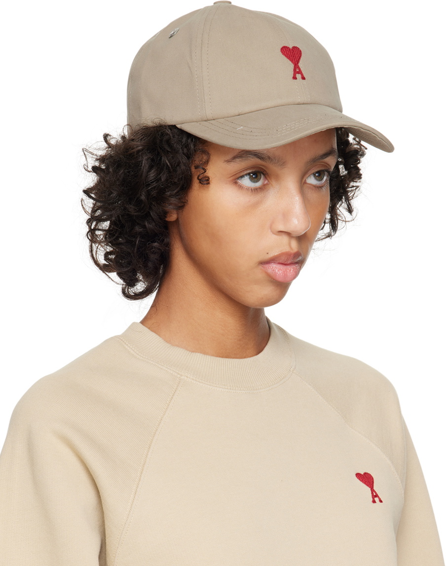 AMI Paris Taupe Ami de Cœur Embroidery Cap AMI
