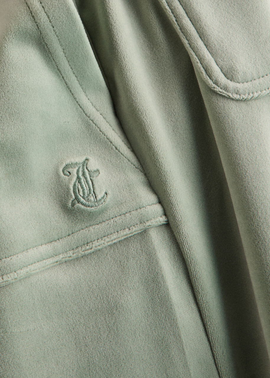 Juicy Couture Del Ray Logo-embroidered Velour Sweatpants Green