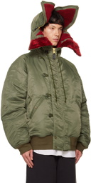 doublet Khaki Petal Mouth Hood Bomber Jacket