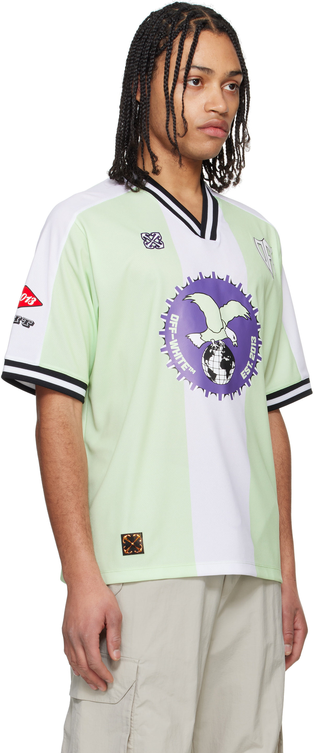 Off-White Green & White Cap 23 Soccer Jersey