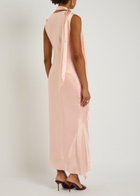 DE LA Vali Thebe Scarf-effect Draped Silk-satin Midi Slip Dress Light Pink