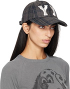 OPEN YY Brown 'Yy' Checkered Heart Bone Ball Cap
