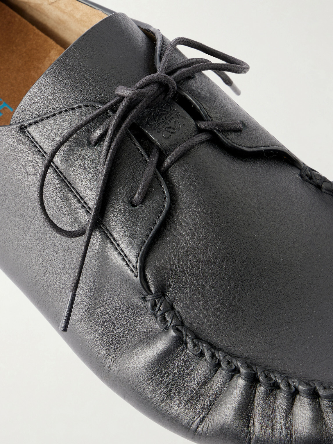 LOEWE - Rambla Leather Boat Shoes - Black