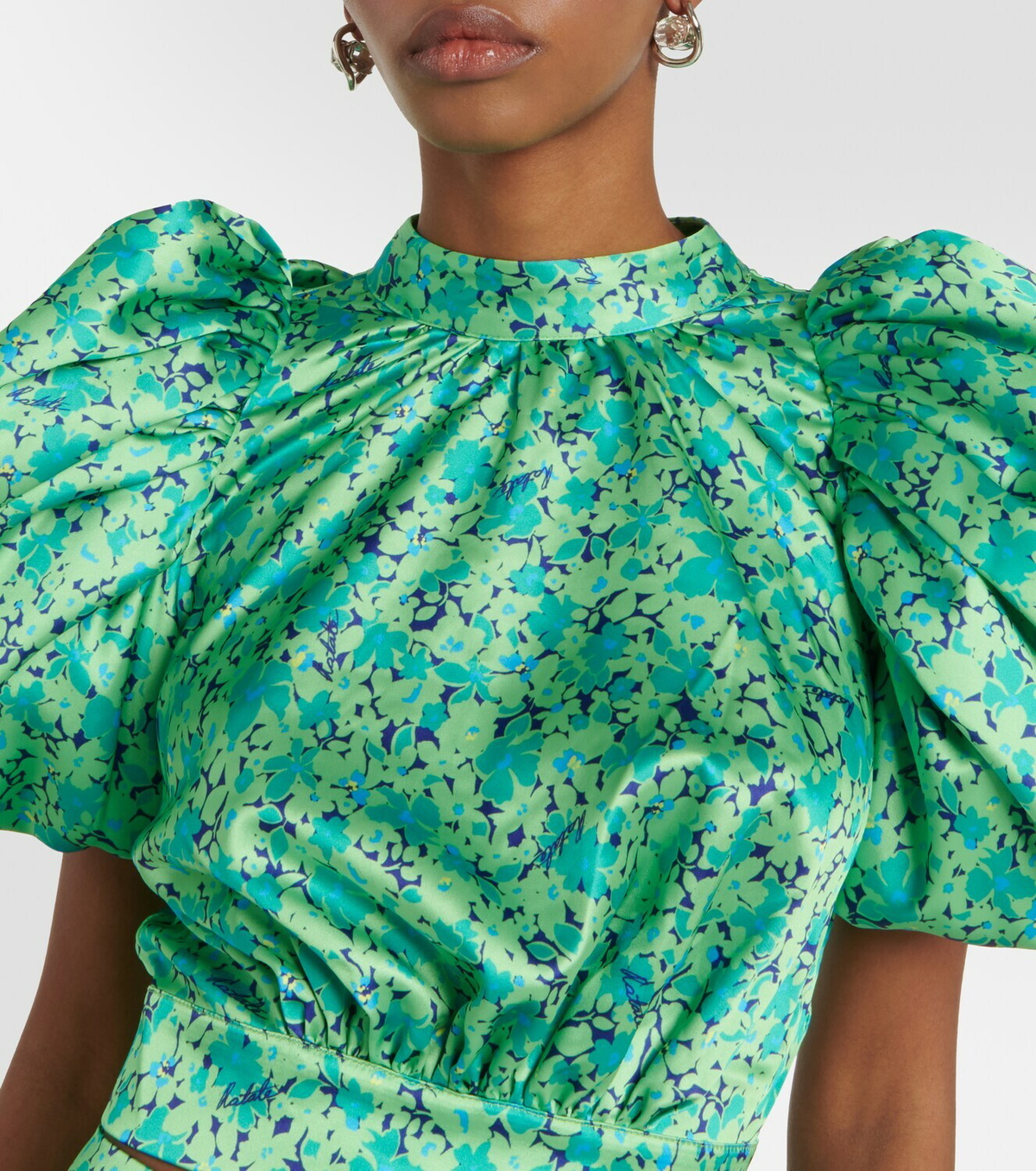 トップス ROTATE FLORAL BROCADE CROP TOP Rotate Birger Christensen Floral satin crop top ROTATE
