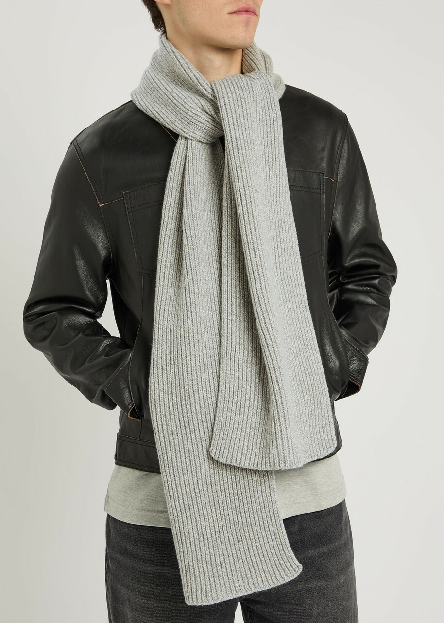 John Smedley Stark Melange Cashmere and Wool-blend Scarf - Light Grey - One Size