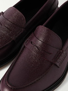 VINNY's - Townee Pebble-Grain Leather Penny Loafers - Burgundy