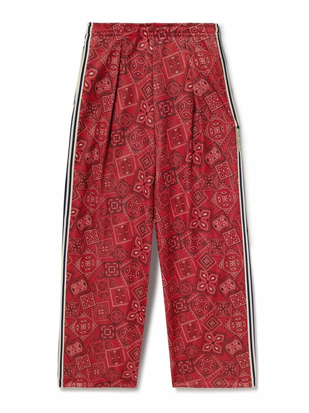 Photo: KAPITAL - Wide-Leg Striped Webbing-Trimmed Bandana-Print Tech-Jersey Track Pants - Red