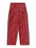 KAPITAL - Wide-Leg Striped Webbing-Trimmed Bandana-Print Tech-Jersey Track Pants - Red